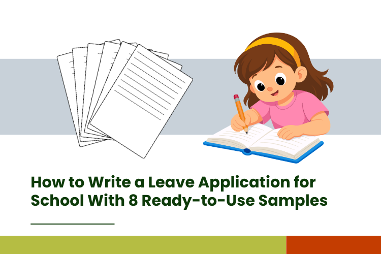 girl writing leave application in school